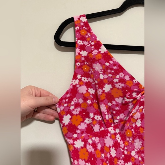 Express Vintage Y2K Ditsy Floral Pink Sleeveless Midi Dress Size 9/10 Babydoll - Picture 5 of 9